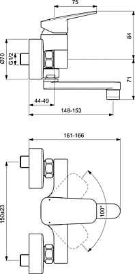 Ceraplan BD241AA стенен смесител за умивалник 